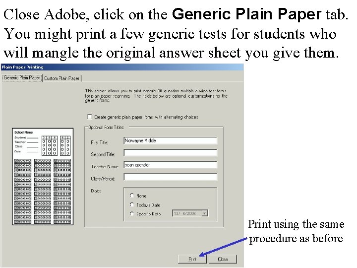 Close Adobe, click on the Generic Plain Paper tab. You might print a few