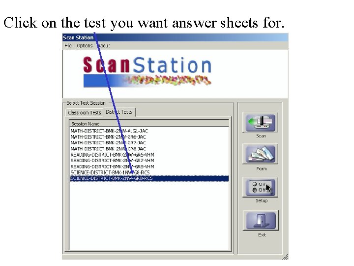 Click on the test you want answer sheets for. 