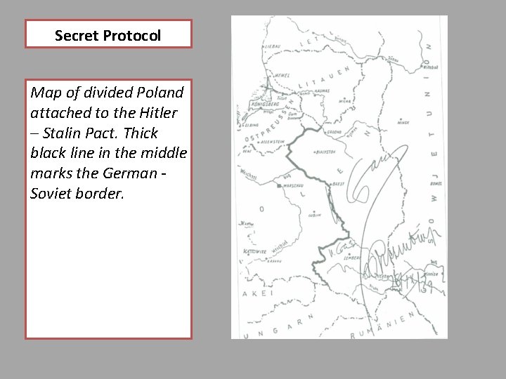 Secret Protocol Map of divided Poland attached to the Hitler – Stalin Pact. Thick