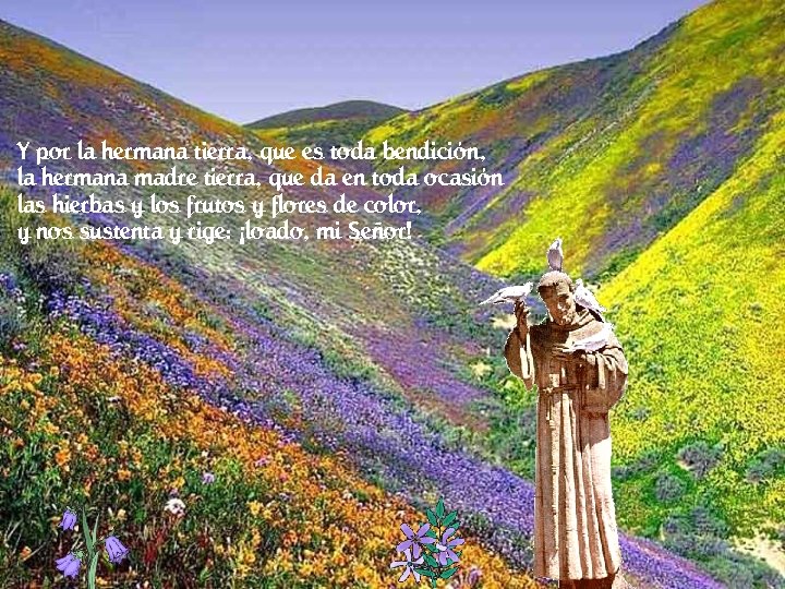 Y por la hermana tierra, que es toda bendición, la hermana madre tierra, que