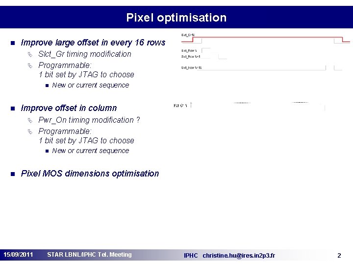 Pixel optimisation n Improve large offset in every 16 rows Slct_Gr timing modification Ä