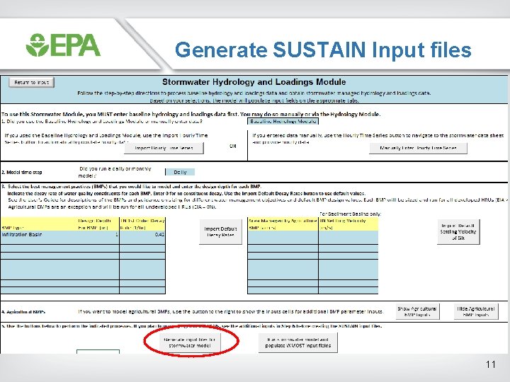 Generate SUSTAIN Input files 11 