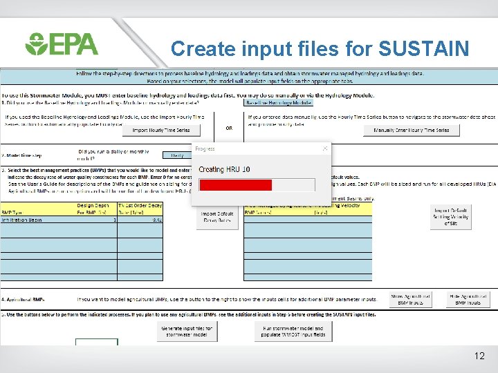 Create input files for SUSTAIN 12 