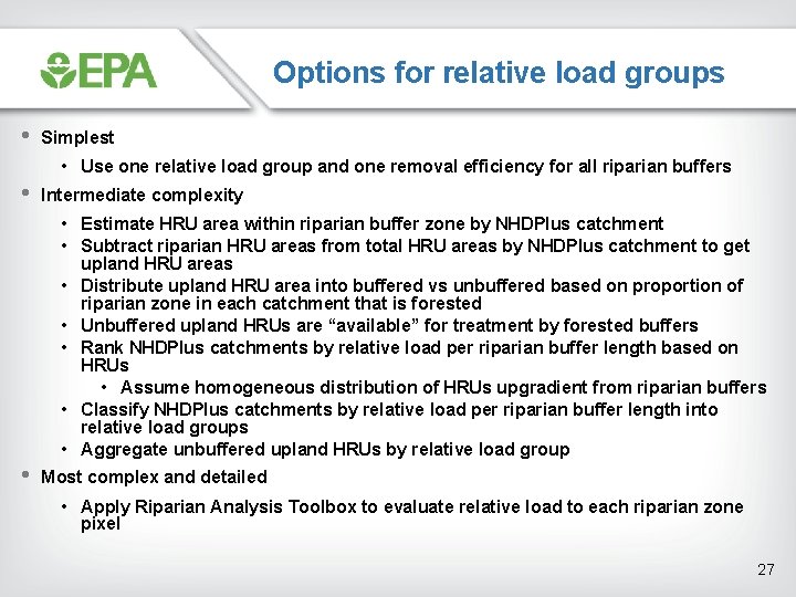 Options for relative load groups • • • Simplest • Use one relative load