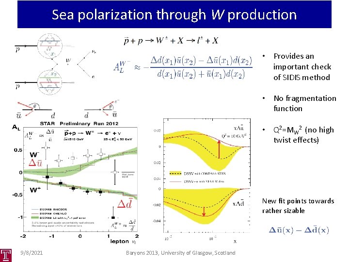 Sea polarization through W production • Provides an important check of SIDIS method •