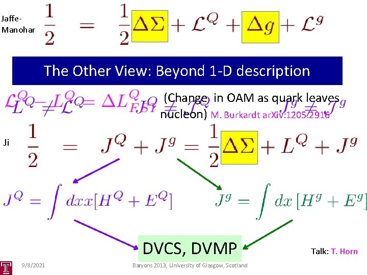 Jaffe. Manohar The Other View: Beyond 1 -D description (Change in OAM as quark