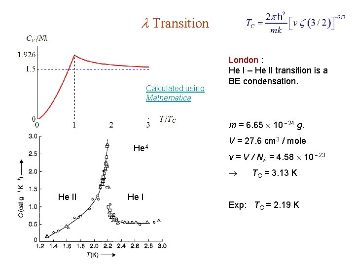  Transition Calculated using Mathematica London : He I – He II transition is