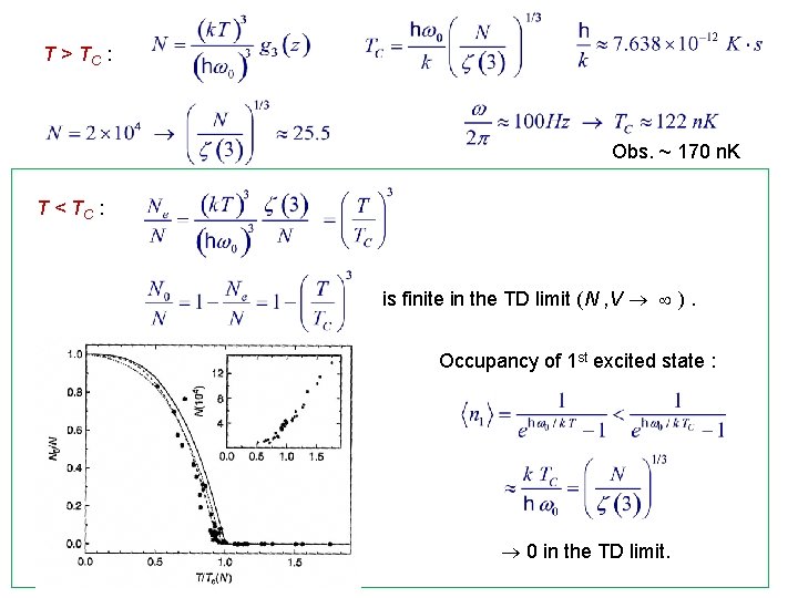 T > TC : Obs. ~ 170 n. K T < TC : is