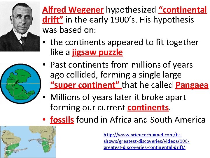 Alfred Wegener hypothesized “continental drift” in the early 1900’s. His hypothesis was based on: