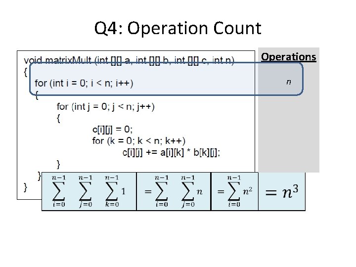 Q 4: Operation Count Operations n 