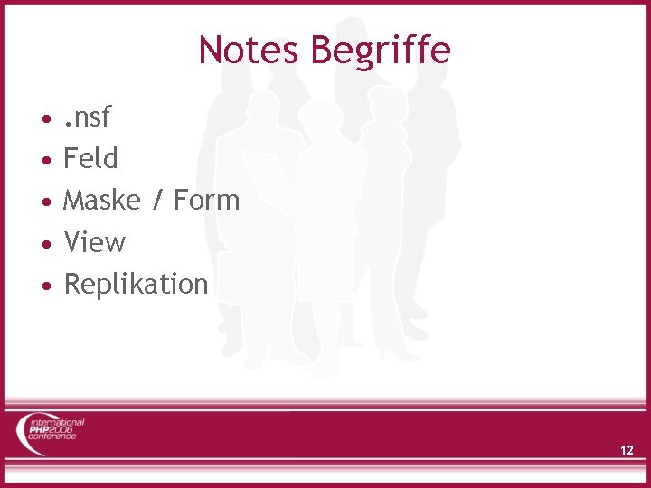 Notes Begriffe • • • . nsf Feld Maske / Form View Replikation 12