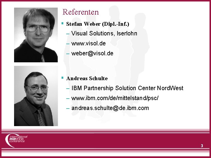 Referenten Stefan Weber (Dipl. -Inf. ) – Visual Solutions, Iserlohn – www. visol. de