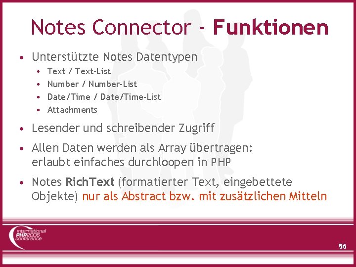 Notes Connector - Funktionen • Unterstützte Notes Datentypen • • Text / Text-List Number