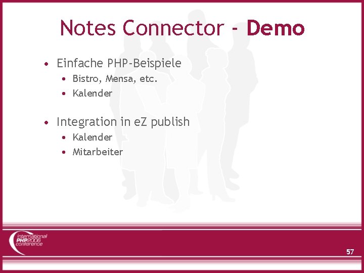 Notes Connector - Demo • Einfache PHP-Beispiele • Bistro, Mensa, etc. • Kalender •