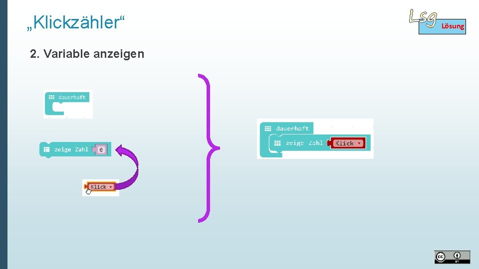 „Klickzähler“ 2. Variable anzeigen Lösung 