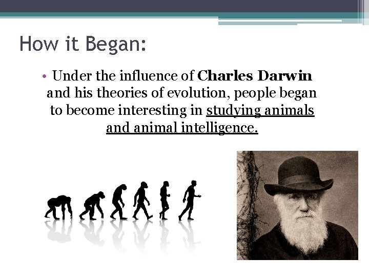 How it Began: • Under the influence of Charles Darwin and his theories of