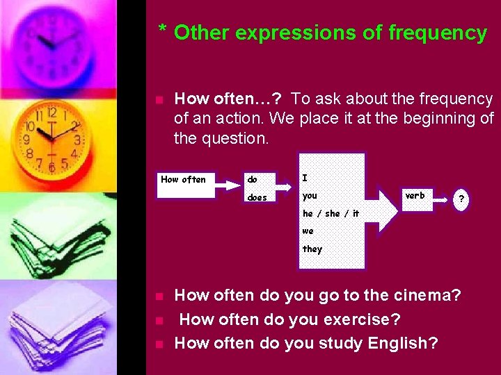 * Other expressions of frequency n How often…? To ask about the frequency of
