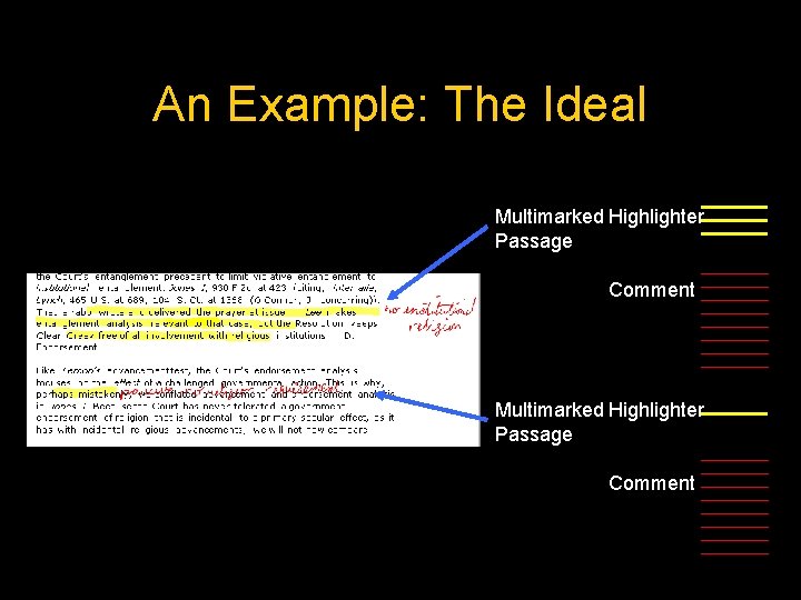 An Example: The Ideal Multimarked Highlighter Passage Comment 