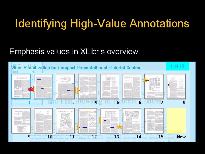 Identifying High-Value Annotations Emphasis values in XLibris overview. 