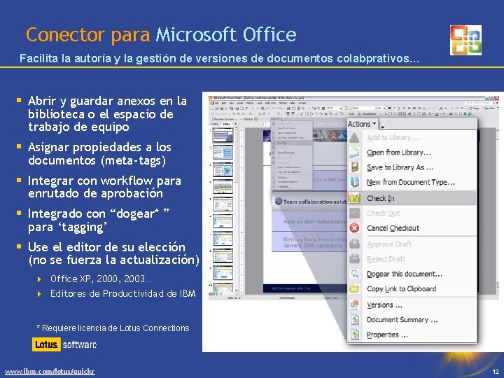 Conector para Microsoft Office Facilita la autoría y la gestión de versiones de documentos
