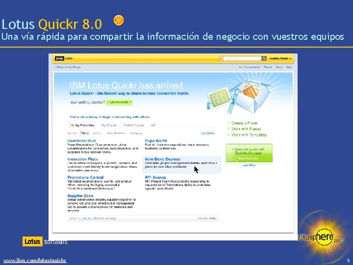 Lotus Quickr 8. 0 Una vía rápida para compartir la información de negocio con