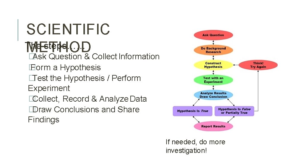 SCIENTIFIC The steps…… METHOD �Ask Question & Collect Information � Form a Hypothesis �Test