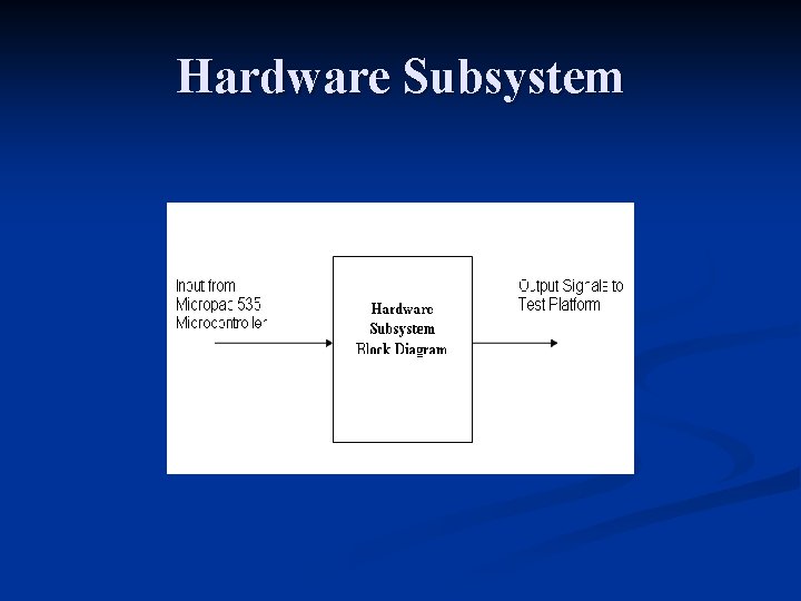 Hardware Subsystem Hardware Subsystem