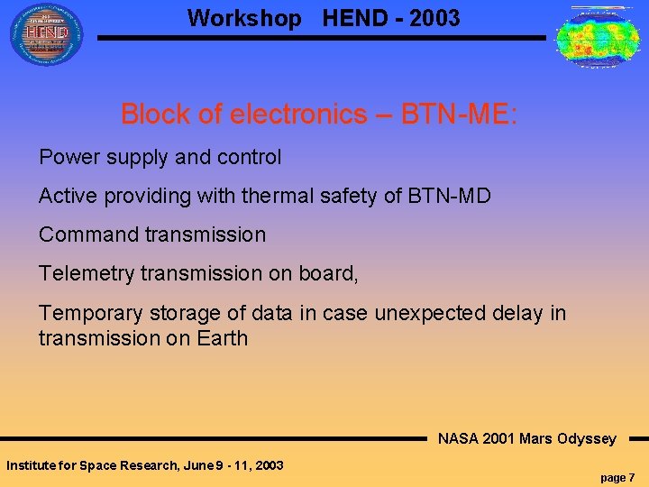 Workshop HEND - 2003 Block of electronics – BTN-ME: Power supply and control Active