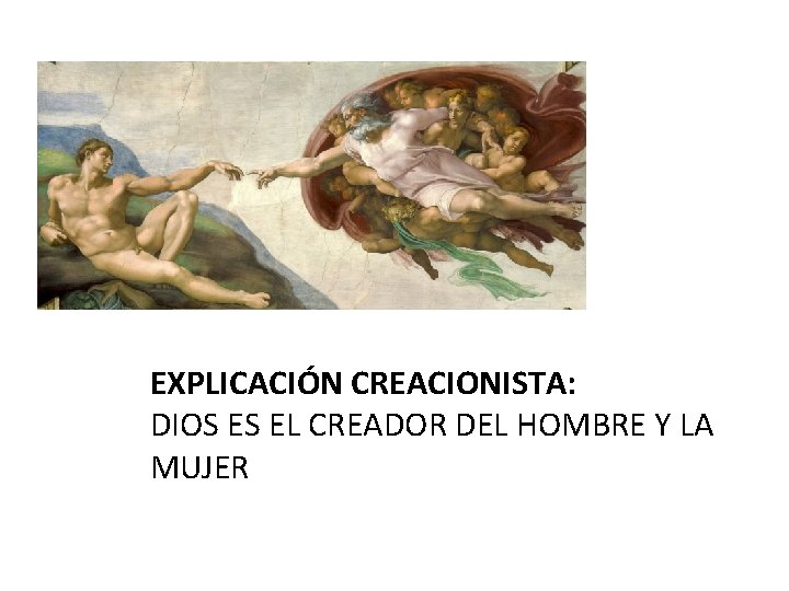EXPLICACIÓN CREACIONISTA: DIOS ES EL CREADOR DEL HOMBRE Y LA MUJER 