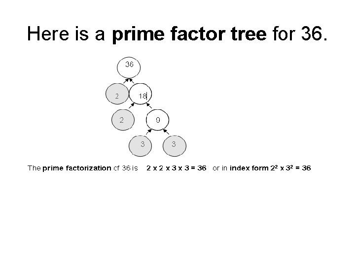Here is a prime factor tree for 36. 