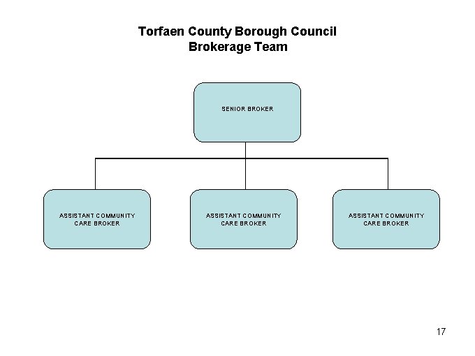 Torfaen County Borough Council Brokerage Team SENIOR BROKER ASSISTANT COMMUNITY CARE BROKER 17 