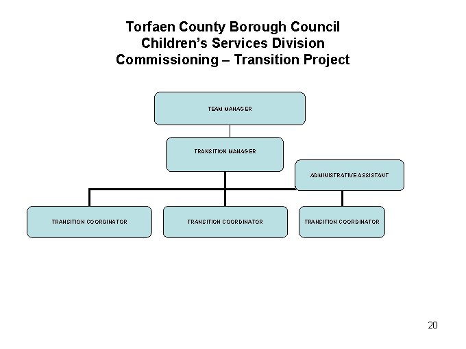 Torfaen County Borough Council Children’s Services Division Commissioning – Transition Project TEAM MANAGER TRANSITION