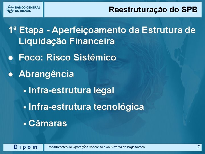 Reestruturação do SPB 1ª Etapa - Aperfeiçoamento da Estrutura de Liquidação Financeira l Foco: