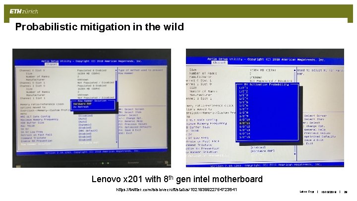 Probabilistic mitigation in the wild Lenovo x 201 with 8 th gen intel motherboard