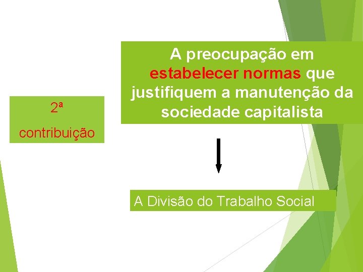 2ª A preocupação em estabelecer normas que justifiquem a manutenção da sociedade capitalista contribuição