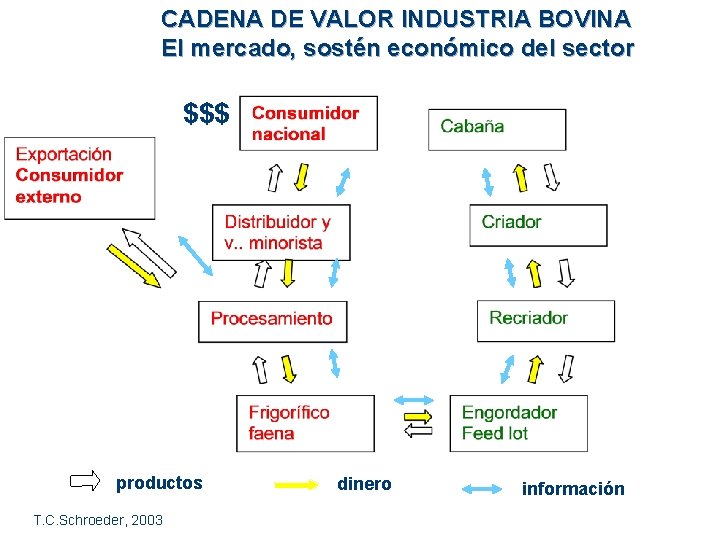CADENA DE VALOR INDUSTRIA BOVINA El mercado, sostén económico del sector $$$ productos T.