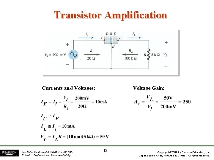Transistor Amplification Currents and Voltages: Electronic Devices and Circuit Theory, 10/e Robert L. Boylestad