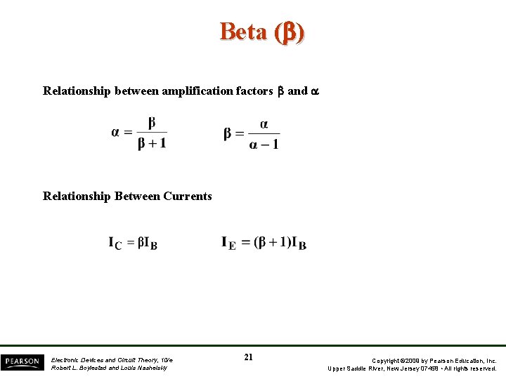 Beta ( ) Relationship between amplification factors and Relationship Between Currents Electronic Devices and