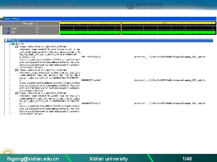 Answers – Errors、warning fkgong@xidian. edu. cn Xidian university 1/48 