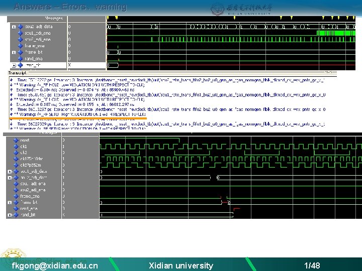 Answers – Errors、warning fkgong@xidian. edu. cn Xidian university 1/48 