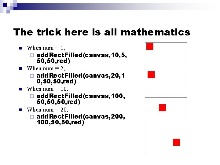 The trick here is all mathematics n n When num = 1, ¨ add.