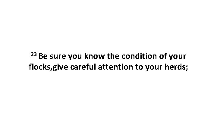 23 Be sure you know the condition of your flocks, give careful attention to