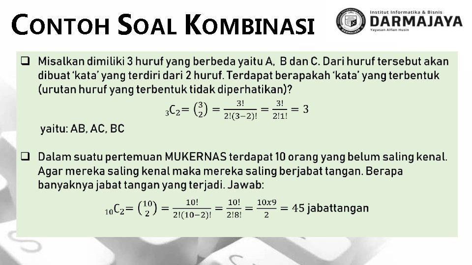 CONTOH SOAL KOMBINASI 