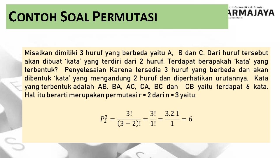 CONTOH SOAL PERMUTASI 