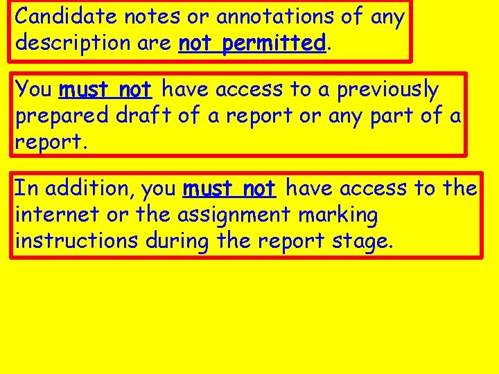 Candidate notes or annotations of any description are not permitted. You must not have