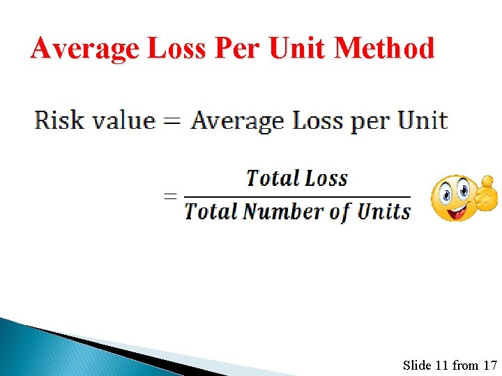Average Loss Per Unit Method Slide 11 from 17 