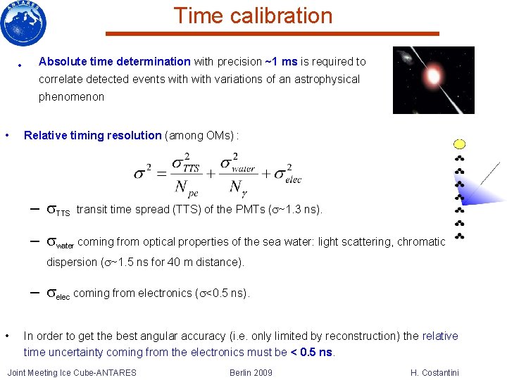 Time calibration • Absolute time determination with precision ~1 ms is required to correlate