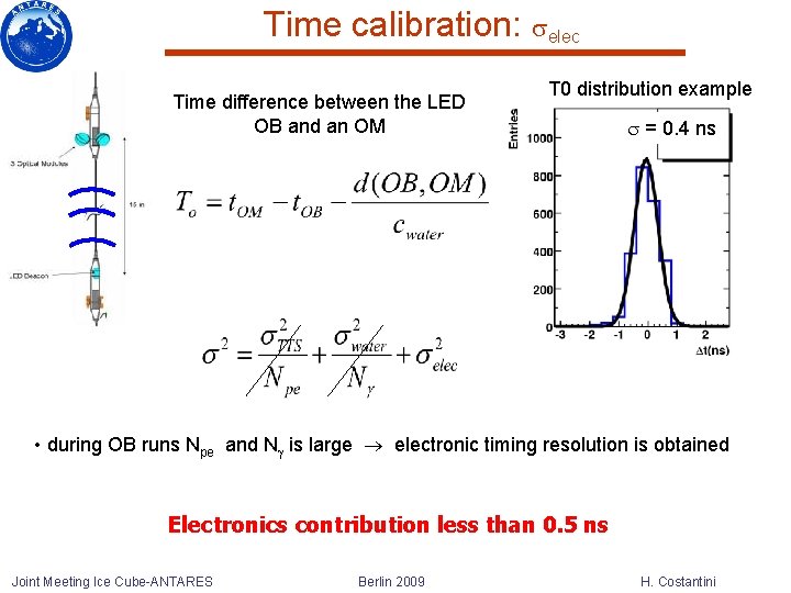 Time calibration: elec Time difference between the LED OB and an OM T 0