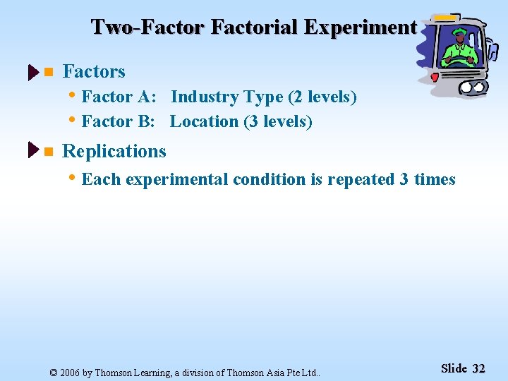 Two-Factorial Experiment n Factors • Factor A: • Factor B: n Industry Type (2