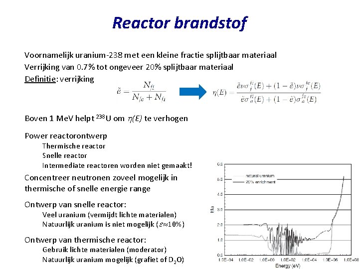 Reactor brandstof Voornamelijk uranium-238 met een kleine fractie splijtbaar materiaal Verrijking van 0. 7%